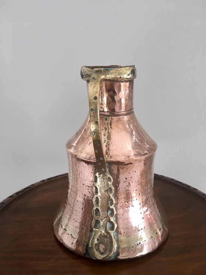 Antique Arts and Crafts Copper and Brass Milk Jug - Image 5